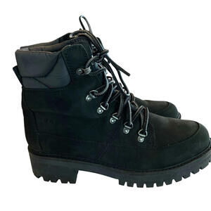 Timberland Boot Ankle Women Size 9 Black Nubuck Leather waterproof 6 Eyelet